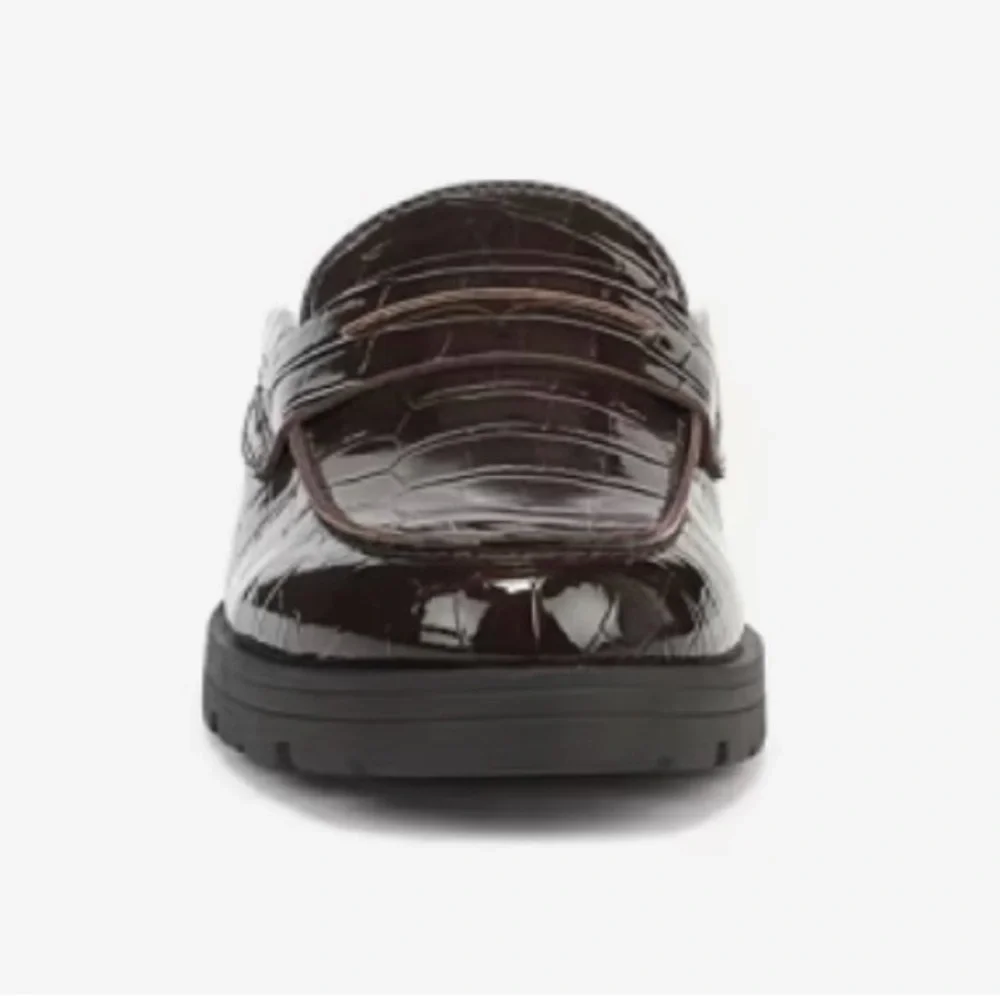 Dark Brown Croc-Embossed Loafers NWOT - Picture 2 of 8